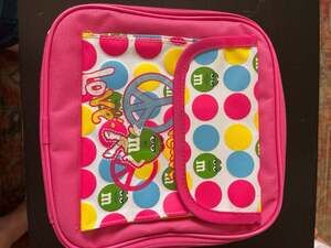 Vintage M&M's World Pink Peace Love Green Character Insulated Lunch Box Bag